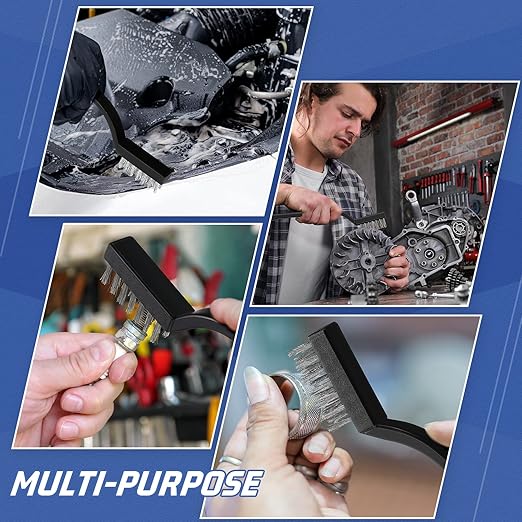 60 Pcs Mini Wire Brush Set Stainless Steel Wire Bristle Scratch Brush Small Metal Brush for Cleaning Curved Handle Masonry Welding for Cleaning Welding Slag and Rust Tool, Black, 6.7 Inches-CasaMuseHome