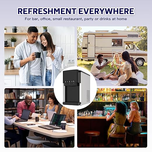 3 in 1 Water Dispenser with Ice Maker, Nugget Ice Maker Countertop, Bullet Ice, Crushed Ice, Water Cooler, 44Lbs/24H, 12 Ice Cube/6Min, Self-Cleaning, 4Lbs Ice Storage, Home, Kitchen, Party, RV-CasaMuseHome