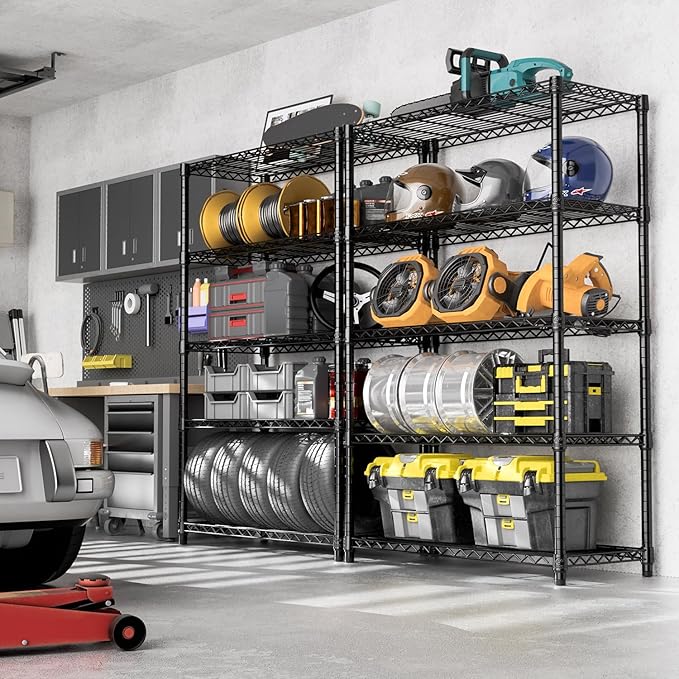 1750 lbs Steel Storage Shelving 5-Tier Utility Shelving Unit Steel Organizer Wire Rack for Home,Kitchen,Office,Garage, 1750 LBS Capacity 17.7" D x 47.2" W x 72.3" H-CasaMuseHome