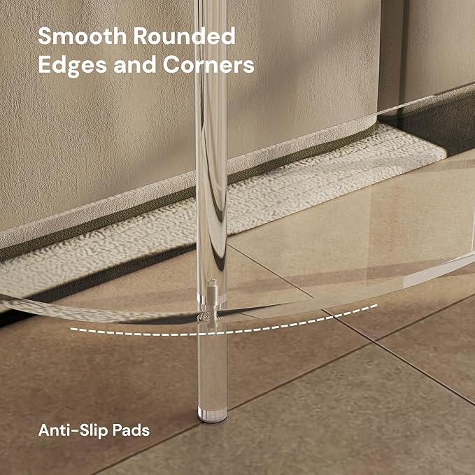 Acrylic Console Table, Half Moon, 29.5" Small Entryway Table, Clear Entry Table for Sofa, Foyer, Hallway, Living Room, Easy Assembly, 2 Tier, 11.8" D x 31.5" H-CasaMuseHome