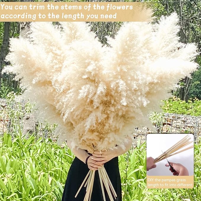 40" 33PCS Dried Pampas Grass Decor Tall,Large Natural Beige pompas Grass Tall Pampas Grass for Floor Vase,Wedding,Party,Farmhouse,Boho Home Decor,and Creating a Bohemian Ambiance-CasaMuseHome