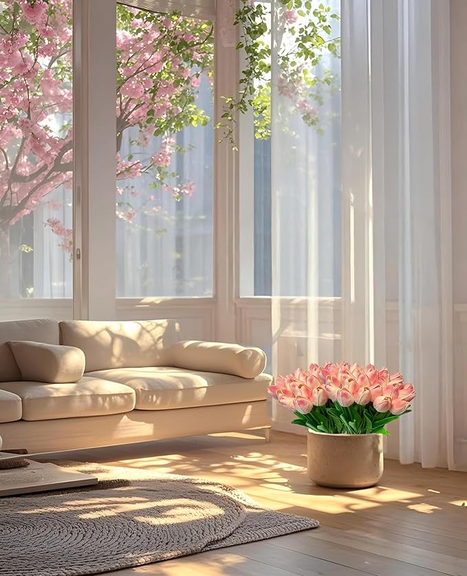 15pcs Real Touch Tulips PU Artificial Flowers Fake Tulips Flowers for Arrangement Wedding Party Easter Spring Home Dining Room Office Decoration-CasaMuseHome