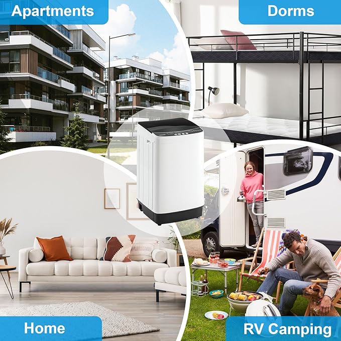 17Lbs Portable Washing Machine with10 Washing Programs, 2.2 Cu. Ft. Full Automatic Washer and Spinner Combo, Compact Laundry Washer Spinner for Apartment RV Dorm (2.2Cu. Ft)-CasaMuseHome