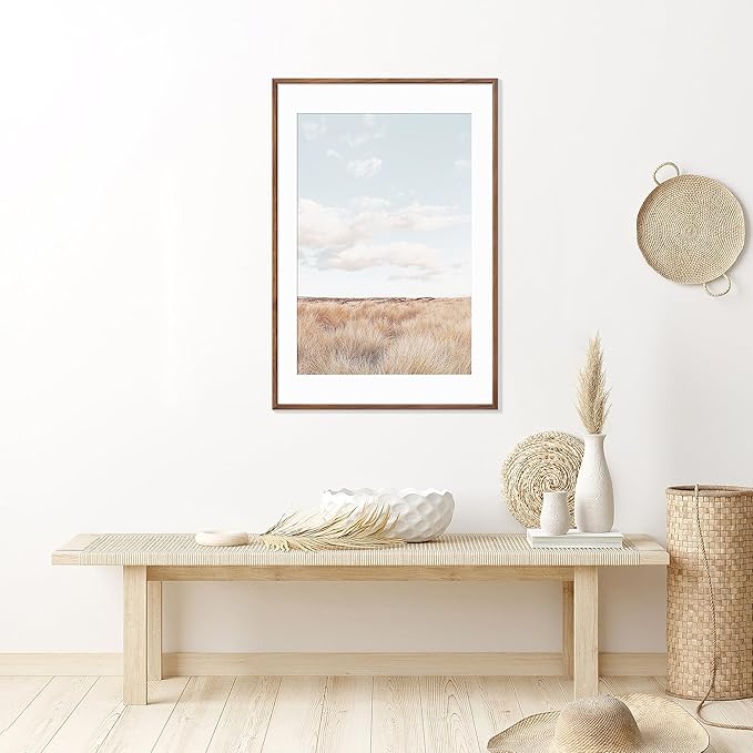 24x36 Poster Frame Set of 2 Natural Solid Walnut Photo Frames with 20x30 Removable Mat Wall Hanging Large Handcrafted Frame with HD Plexiglass Wall and Tabletop Display Large Picture Frame-CasaMuseHome