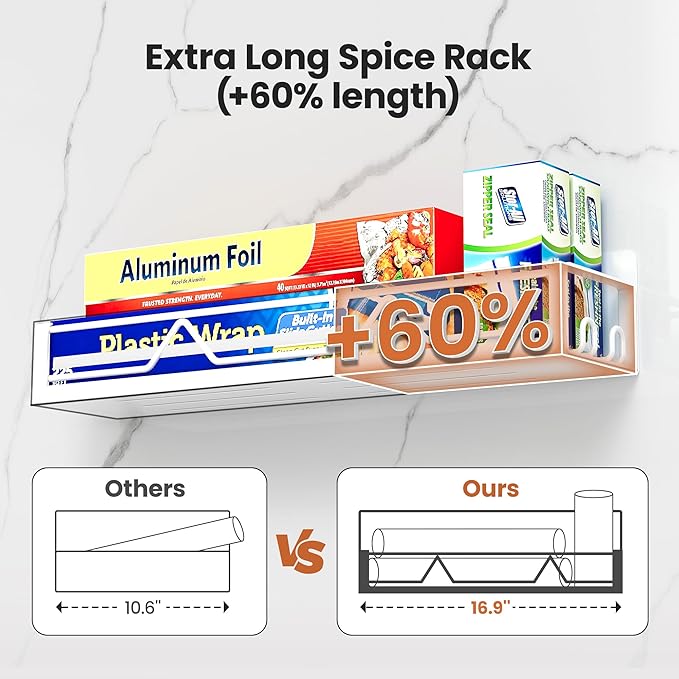 16.9 Inch Wide Large Capacity Magnetic Spice Rack for Refrigerator, 4 Pack Metal Fridge Shelf, White-CasaMuseHome