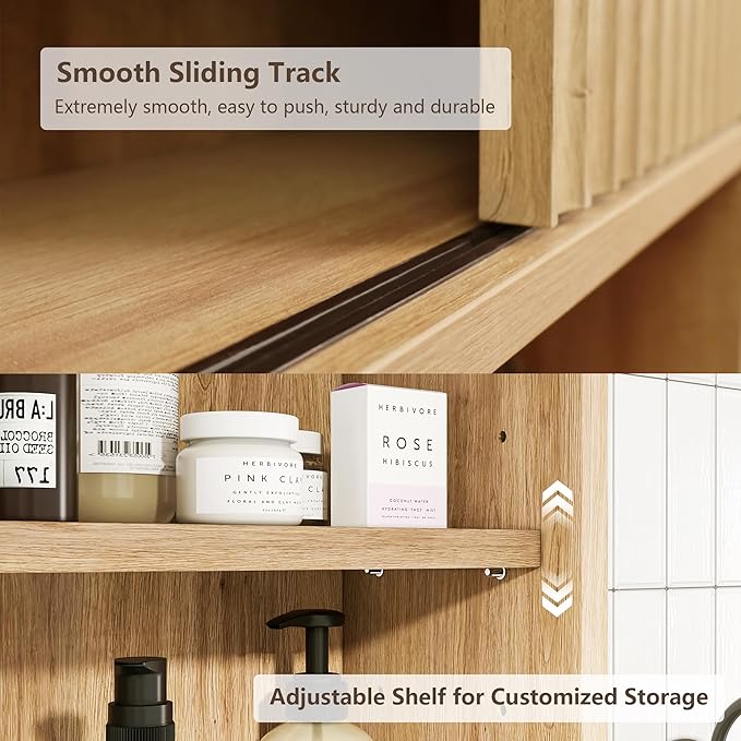 2 Pcs Bathroom Wall Cabinet Above Toilet Storage，Wall Mounted Storage with Adjustable Shelves, Space-Saving Modern Design for Bathroom & Laundry Room, Kitchen, Dining Room, Living Room-CasaMuseHome