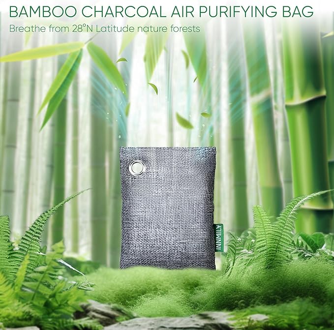 Activated Charcoal Odor Absorber, Odor Eliminator for Strong Odor,Bamboo Charcoal Air Purifying Bags for Home Car Closet Pet, Smoke Room Deodorizer (8 x 60g, Unscented)-CasaMuseHome