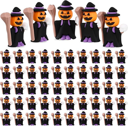 50 Pcs Halloween Mini Figurines Tiny Pumpkin Figures to Hide and Seek Rubber Wizard Miniatures Ornaments Gifts for Halloween Party Favors Table Decorations(Wizard)-CasaMuseHome