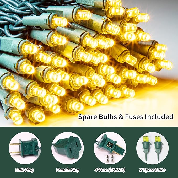 100 Count Yellow - String Lights - 21.6FT LED Christmas Lights, Mini led Lights for Indoor Outdoor Home Holiday Party Wedding Independence Day Decoration-CasaMuseHome