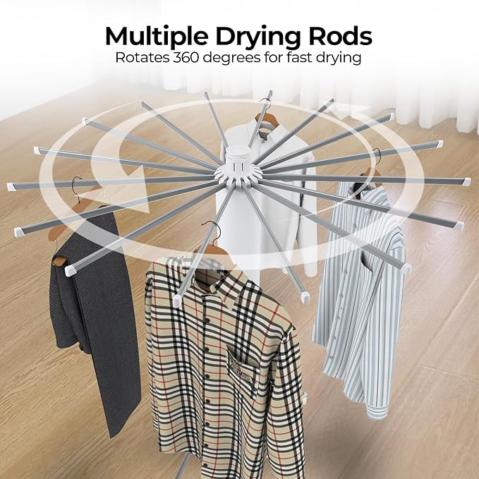 4-Legged Clothes Drying Rack Foldable,Octopus-Shaped Portable Laundry Drying Rack,Outdoor and Indoor Collapsible Drying Rack with 4 Pulleys,2 Tier-CasaMuseHome