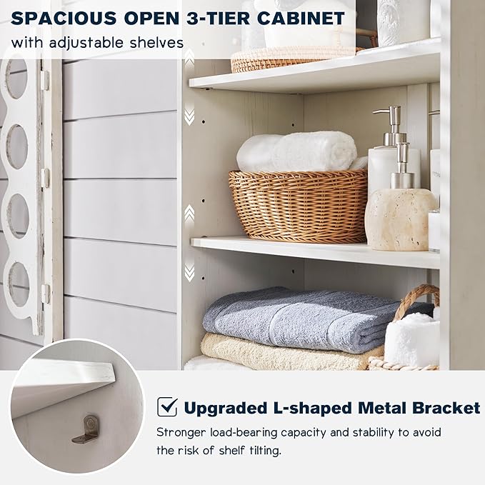 72" Tall Bathroom Storage Cabinet, Farmhouse Storage Cabinet with 2 Drawers, Adjustable Shelves & Barn Door, Cabinet for Bathroom, Living Room, Kitchen, Off White-CasaMuseHome