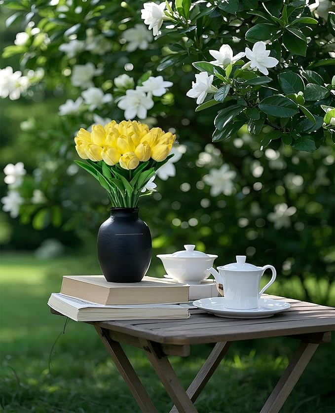 15pcs Artificial Tulips Flowers Real Touch Latex Bouquet Fake Tulips for Office Wedding Party Home Kitchen Garden Decoration-CasaMuseHome