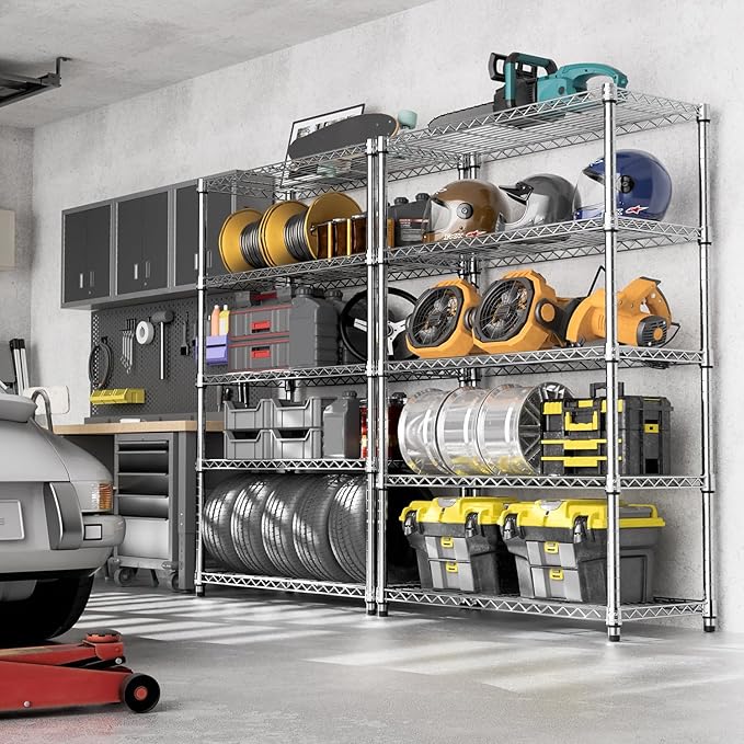 1750 LBS Storage Shelves 5-Tier Utility Shelving Unit Steel Organizer Wire Rack for Home,Kitchen,Office,Garage, Capacity 17.7" D x 47.2" W x 72.3" H-CasaMuseHome