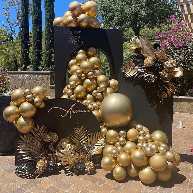 130pcs Metallic Gold Balloons Different Sizes 18" 12" 10" 5" Party Latex Balloons for Birthday Graduation Baby Shower Wedding Anniversary New Year Party Decorations-CasaMuseHome