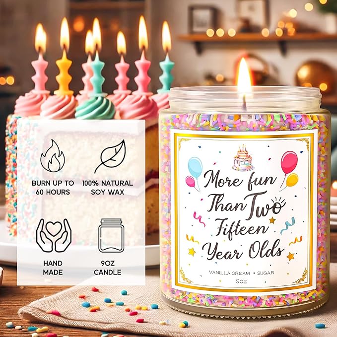 30th Birthday Candles Gifts for Women- 9 oz Happy Birthday Candle with Vanilla Birthday Cake Scent, Gifts for Women & Men, Friendship Ideas-CasaMuseHome