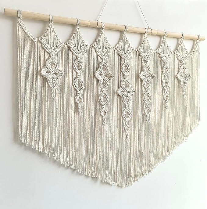 Achart Macrame Wall Hanging Large- Boho Wall Decor- large wall art- Wall Decor Living Room- Macrame Tapestry Boho Decor for Bedroom (Beige-Flower)-CasaMuseHome