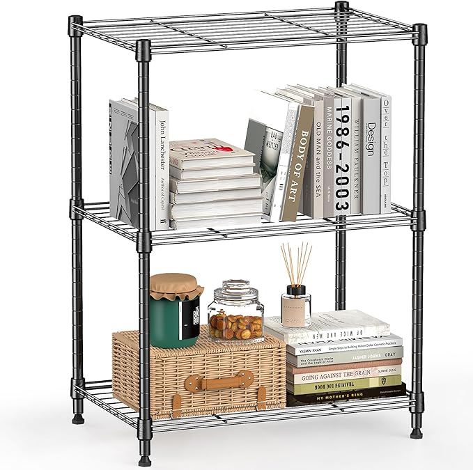 450 lbs Steel Storage Shelving 3-Tier Utility Shelving Unit Steel Organizer Wire Rack for Home,Kitchen,Office (11.8" D x 17.7" W x 26.3" H)-CasaMuseHome