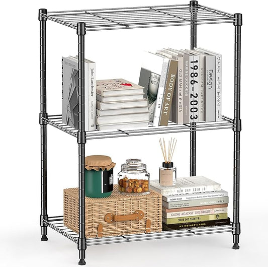 450 lbs Steel Storage Shelving 3-Tier Utility Shelving Unit Steel Organizer Wire Rack for Home,Kitchen,Office (11.8" D x 17.7" W x 26.3" H)-CasaMuseHome