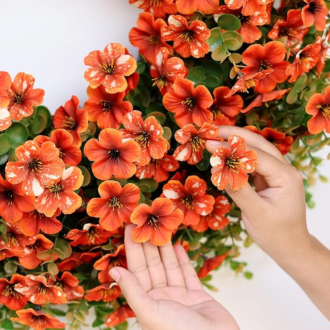 26" Fall Wreath for Front Door, Porch, Window - Large Artificial Boxwood Leaves with Fake Daisy Flowers Outdoor Wreath Faux Eucalyptus for Home Farmhouse Harvest Festival Thanksgiving Day Autumn Decor-CasaMuseHome