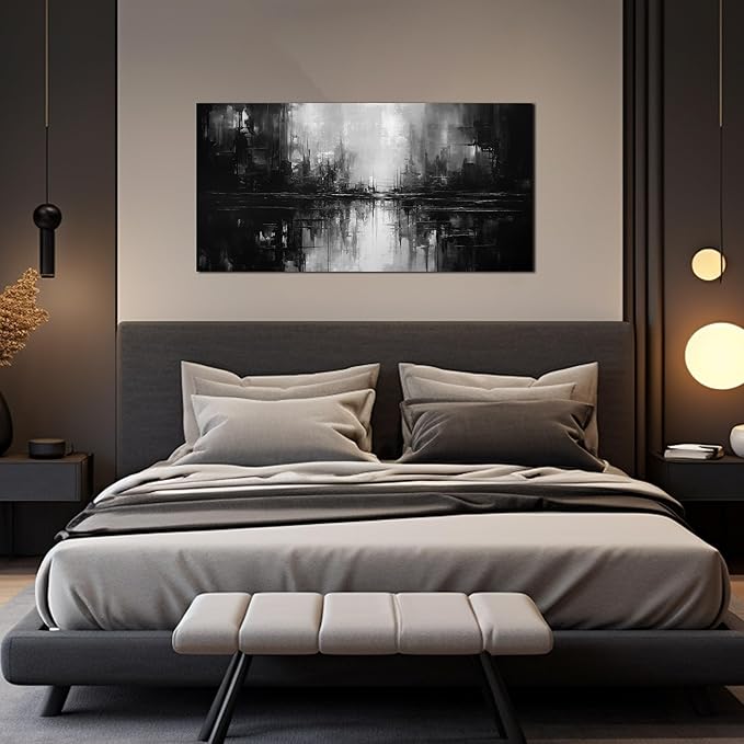 Abstract Wall Pictures for Living Room,Black Art Paintings for Wall Office Wall Art Bedroom Wall Decor 20 x 40 Inch-CasaMuseHome