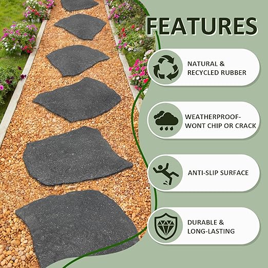3 Pack Rubber Stepping Stones Outdoor Garden Rubber Pavers Pathway Walkway Paving Stones-CasaMuseHome