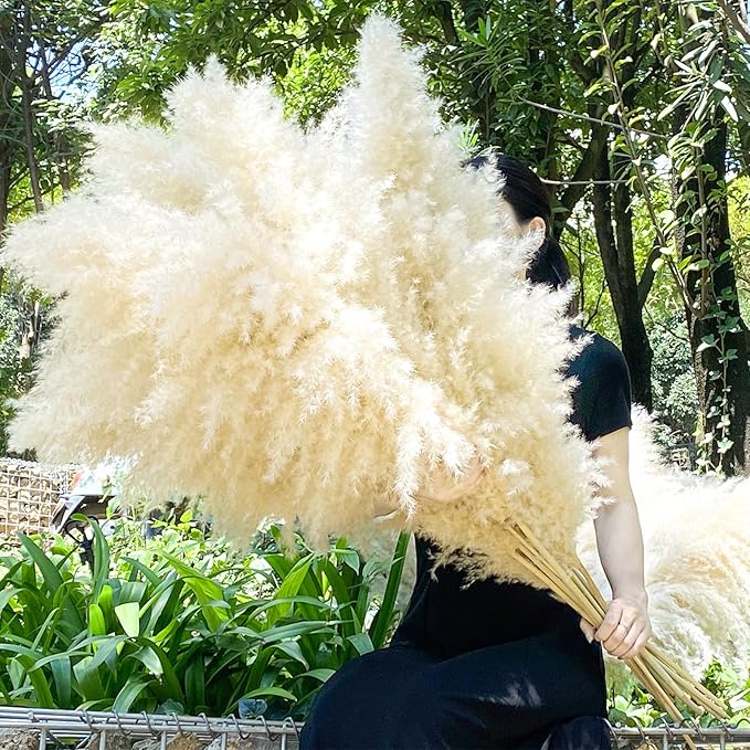 40" 33PCS Dried Pampas Grass Decor Tall,Large Natural Beige pompas Grass Tall Pampas Grass for Floor Vase,Wedding,Party,Farmhouse,Boho Home Decor,and Creating a Bohemian Ambiance-CasaMuseHome