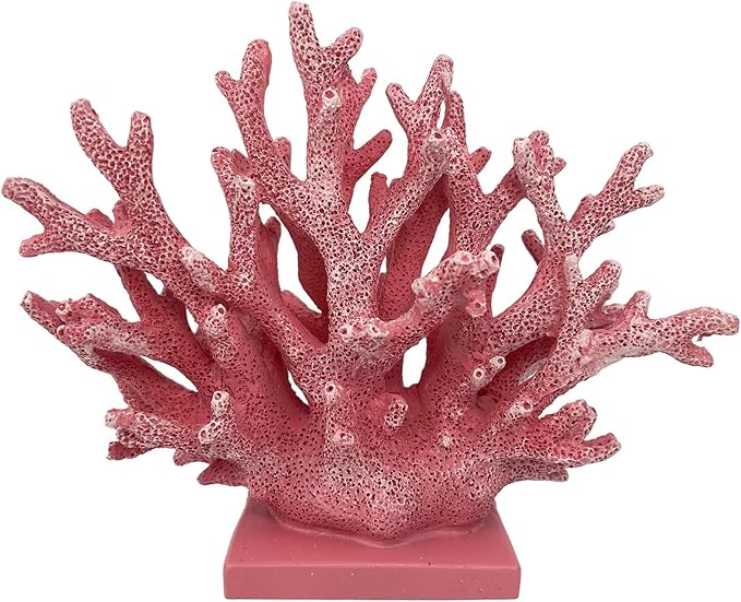 5.8" H Pink Coral Decor - Resin Coral Statue, Nautical Decor for Home, Bedroom, Bathroom, Living Room, Ocean Themed Cabinet Shelf Tabletop Decoration-CasaMuseHome