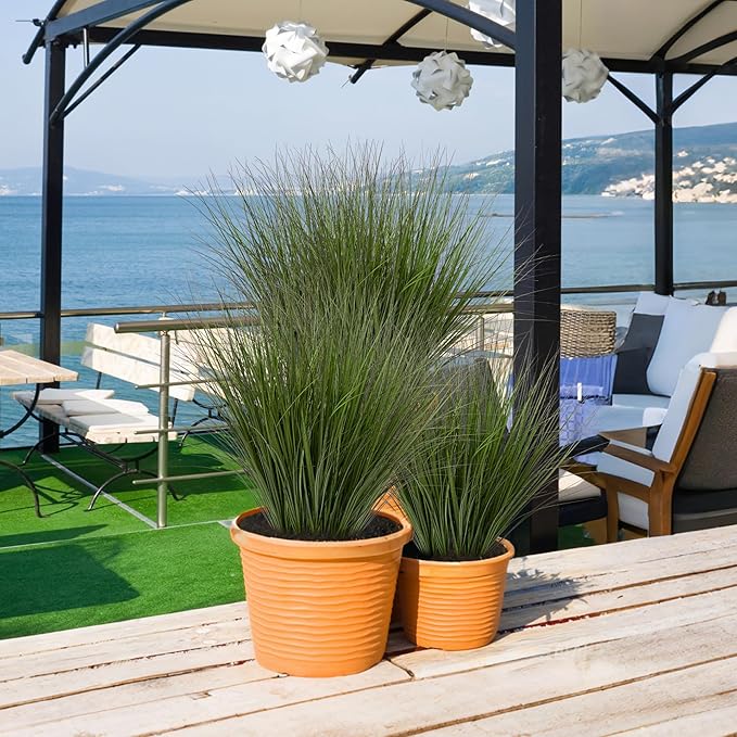 24PCS Fake Plants Artificial Wheat Grass Greenery Plastic Plants Fake Grass Artificial Plants for Outdoor Decor Artificial Grass Plant with Greenery Stems for Indoor Home Decoration 26.4"-CasaMuseHome