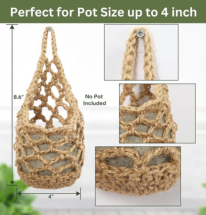 3PK Wall Planters for Indoor Plants, Macrame Plant Hanger | Wall Planter, Plant Hanger, Hanging Planter (3PK, for 4 inch Pot)-CasaMuseHome