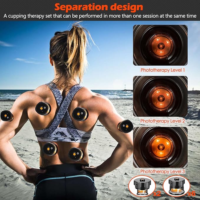 4-in-1 Electric Cupping Therapy Set with 8 Cellulite Massage Cups with 12 Modes Suction,Smart Dynamic Cupping Therapy Set for Ease Fatigue, Muscle Soreness and Skin Tightening(Red)-CasaMuseHome