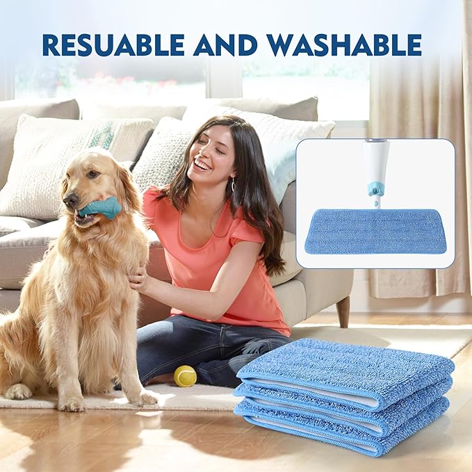 3 Pack Microfiber Mop Pads, Mop Replacement Pads Refills Floor Spray Mop Pads Wet Moping Pads Refill Reusable Pads Suitable for All Spray Mops Cleaning-CasaMuseHome