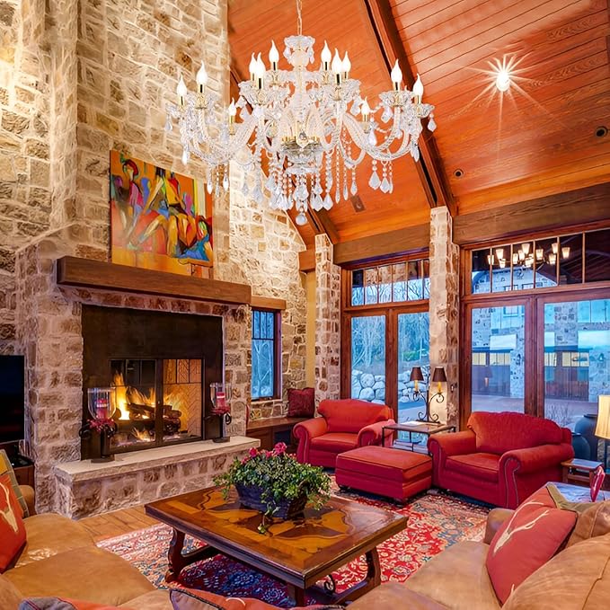 18-Light Double-Layer Crystal Chandelier for Living Room Gold Ceiling Pendant Light Fixtures with K9 Crystal Modern Luxury Lighting for Dining Room, Bedroom, Kitchen-CasaMuseHome