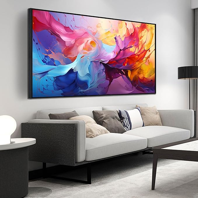 Abstract Wall Art for Living Room, Colorful Canvas Wall Decor for Bedroom, Framed Picture Print, Large Size 59x29 Inches-CasaMuseHome