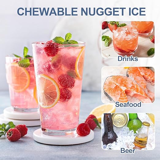 3-in-1 Nugget Ice Maker with Ice & Water Dispenser - 90Lbs/24H Pellet Chewable Ice, Self-Cleaning Countertop Stainless Steel Ice Machine for Commercial, Office, Kitchen, Party (Quiet Operation)-CasaMuseHome