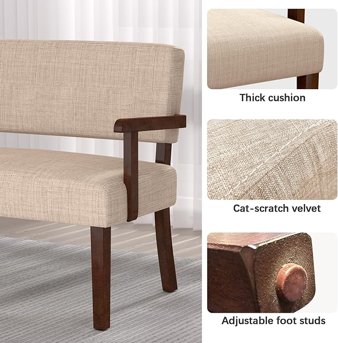 Accent Chair 2 Seat, Arm Chairs with Soft Seat and Armrests for Living Room, Love seat for Dining, Reading, and Waiting Rooms (Beige)-CasaMuseHome