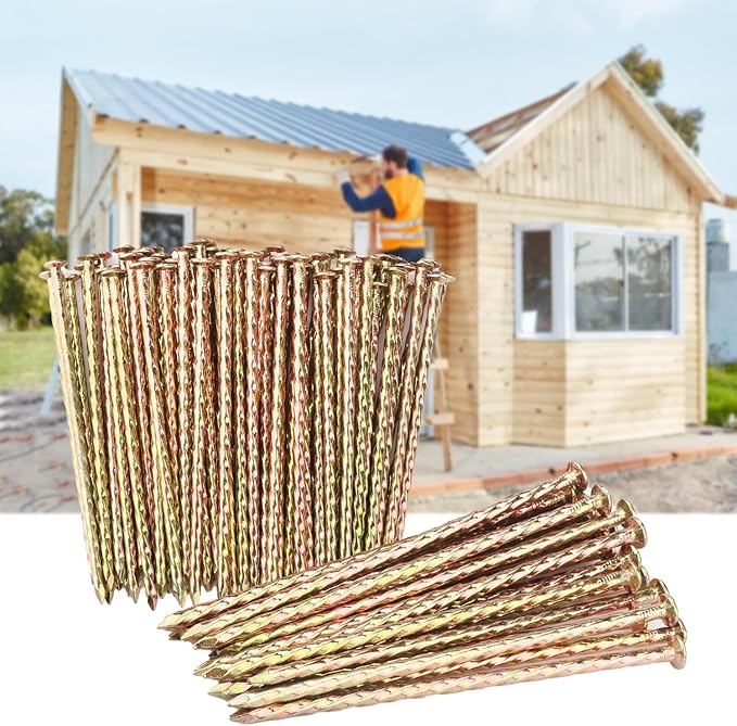 80 PCS 6 Inch Spiral Metal Galvanized Landscape Spikes, Galvanized Non-Rust Metal Garden Stakes, Garden Nails for Artificial Turf, Weed Barrier, Tent, Carpentry and More, by GENHAKON.-CasaMuseHome