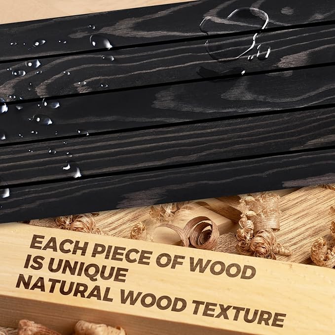 24"x6.8"x1.6" Slanted Floating Wall Shelves 2-Pack - Rustic Black Finish, Heavy-Duty Solid Wood Design with Hidden Brackets - Perfect for Living Room, Kitchen, Bathroom, or Office-CasaMuseHome