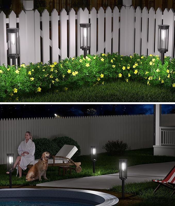 8 Pack Solar Pathway Lights Outdoor,Super Brightness IP65 Waterproof Auto On/Off Solar Path Lights, Garden Solar Powered Landscape Lighting for Outside Yard Garden Driveway Walkway Decor-CasaMuseHome