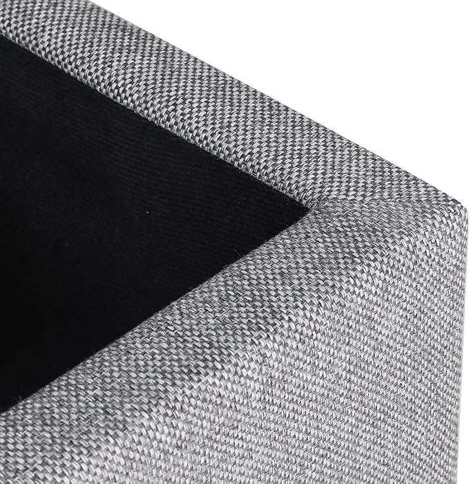 Adeco 17" Square Ottoman with Storage, Small Blue Storage Ottoman Foot Rest with Hinged Lid & Solid Wood Legs, Linen Fabric Foot Stool for Living Room & Bedroom-CasaMuseHome