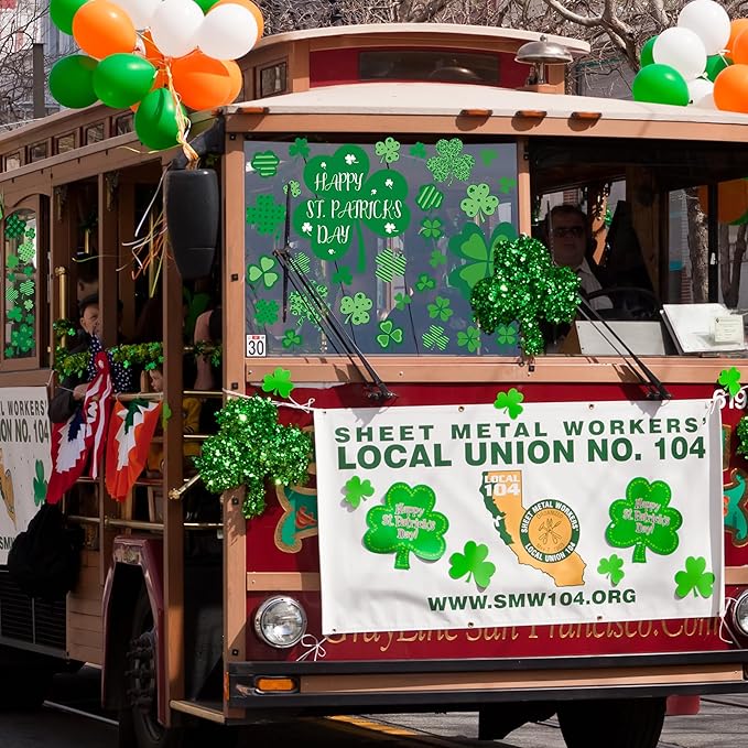 9 Sheets St Patricks Day Window Clings, 115 PCS St Patrick's Day Shamrock Window Stickers for St Patricks Day Decorations, Green Static Spring Window Clings for Glass Windows St Patricks Day Decor-CasaMuseHome