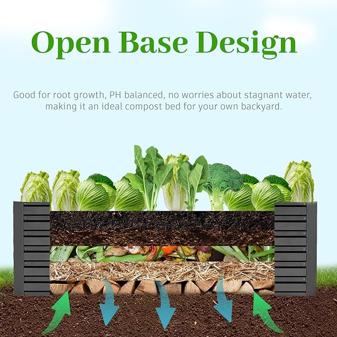 6x3x2 ft Raised Garden Bed, Large Metal Planter Raised Beds, Planters for Outdoor Plants for Vegetables, Flowers, Herbs, Fruits, and Succulents.(2 Pcs)-CasaMuseHome