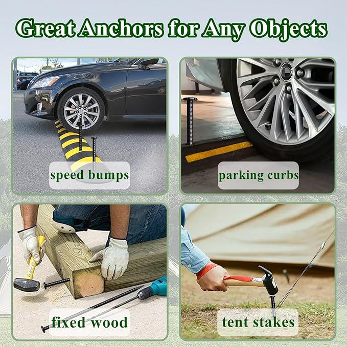 16 Inch Rebar Stakes 10 Pack Heavy Duty Ground Anchors 1/2 Inch Diameter Galvanized Steel Asphalt Anchoring Metal Spikes for Speed Bump, Parking Curb and Camping Tent-CasaMuseHome