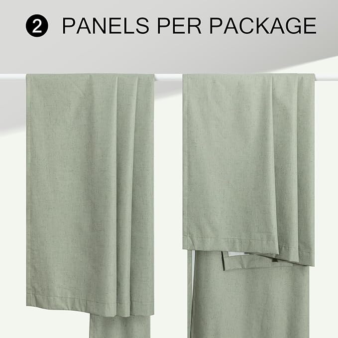 96 Inch Curtains 2 Panels Set Drapes 96 Inches Long Spring Curtain for Living Room Sage Green Black Out Linen Room Darkening Blackout Thermal Vertical Patio Blinds for Sliding Glass Doors Vintage Boho-CasaMuseHome