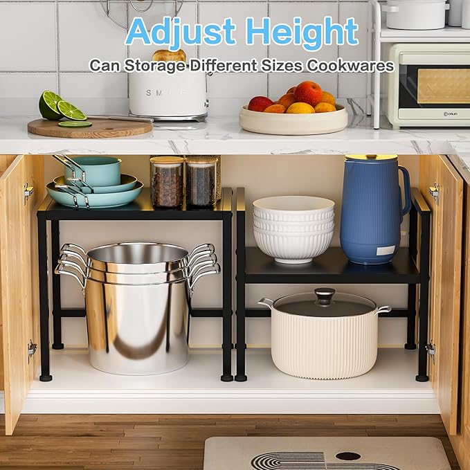 17.3 Inches Metal Storage Shelves,150LBS Heavy Duty Shelving Units and Storage For Small Appliance,Adjustable Utility Storage and Organization Shelf Rack For Kitchen Cabinet Closet Under Sink Pantry-CasaMuseHome