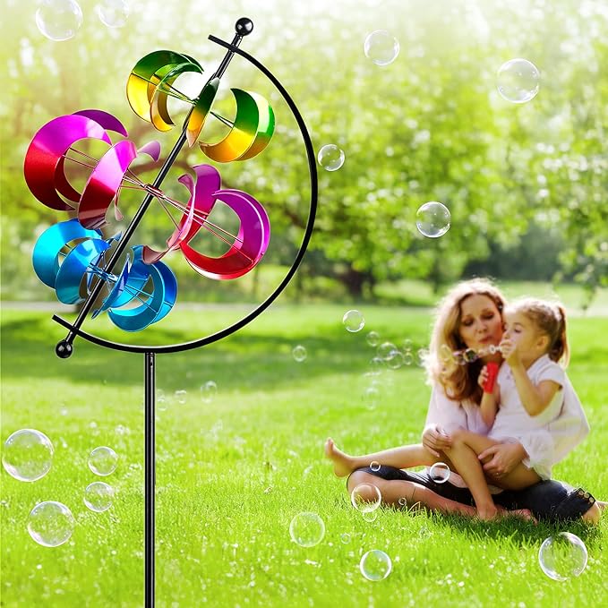 62.9" Large Wind Spinner Outdoor Decor, Garden Art with Metal Stake, Resistant for Yard, Patio and Lawn-CasaMuseHome