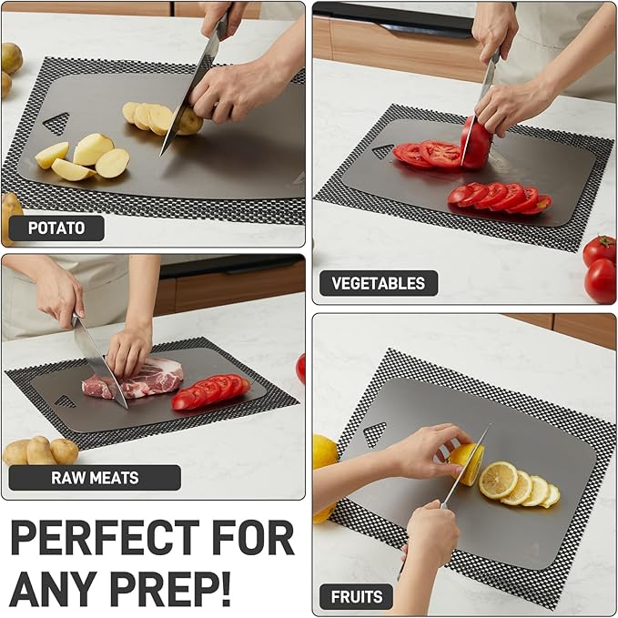 100% Pure Titanium Cutting Board, Non-Toxic Chopping Board For Kitchen, Rubber Mat, Double-Sided Pure Titanium Cutting Board for Kitchen (14"x10").-CasaMuseHome
