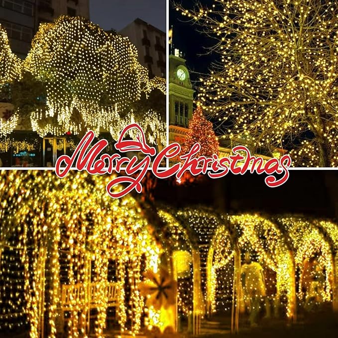 100LIGHTS Yellow Extra-Bright with End Connectors Christmas Decorative Lights 5.98m UL Certified Mini String Light Set Waterproof for Home Garden Holiday Christmas Tree Party Patio Wedding-CasaMuseHome