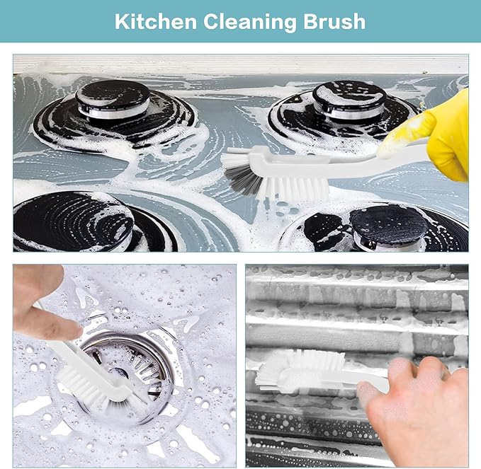 8 Pcs Dish Brush Bottle Bathroom Scrub Brushes Kitchen Cleaning Brush Right Angle Kitchen Brush Sink Household Pot Pan Edge Corners Tile Lines Brush with Stiff Bristles-CasaMuseHome