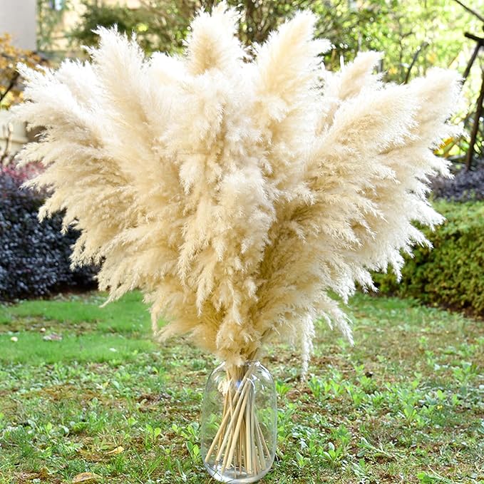 40" 11 PCS Dried Pampas Grass Decor Tall,Large Natural Beige pompas Grass,Tall Pampas Grass for Floor Vase,Wedding,Party,Farmhouse,Boho Home Decor,and Creating a Bohemian Ambiance-CasaMuseHome