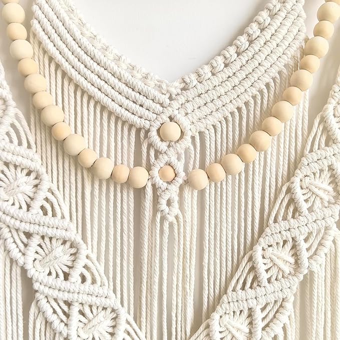 Achart Macrame Wall Hanging Large- Boho Wall Decor- large wall art- Wall Decor Living Room- Macrame Tapestry Boho Decor for Bedroom (Beige-V)-CasaMuseHome